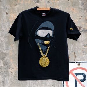 Vintage 00's RARE Stussy Reaper Gold Teeth Shirt